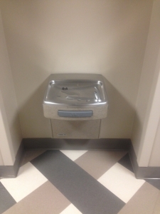4. Senior Hallway water fountain- The Foreign Language Department and the seniors have a wonderful treat of cool and refreshing cold water located just outside of the men’s restroom. Located just like 30 paces from the Junior/Senior lounge the water fountain is not a burden to walk to. In terms of actual distance the water fountain is almost dead center in the middle of the hallway.