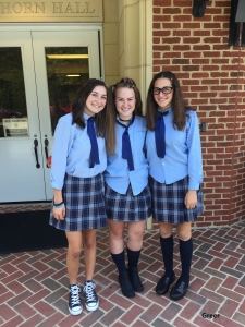 Senior Sam Laurite, senior Rachel Morgan and sophomore Kris Laurite dress as Princess Mia and Lilly Moscovitz from "Princess Diaries" for Disney day. Emily Greer, 